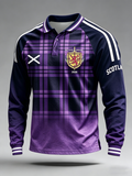 Men's UK Football Lover Scotland Printed Three Button Shoulder Plug Long Sleeve