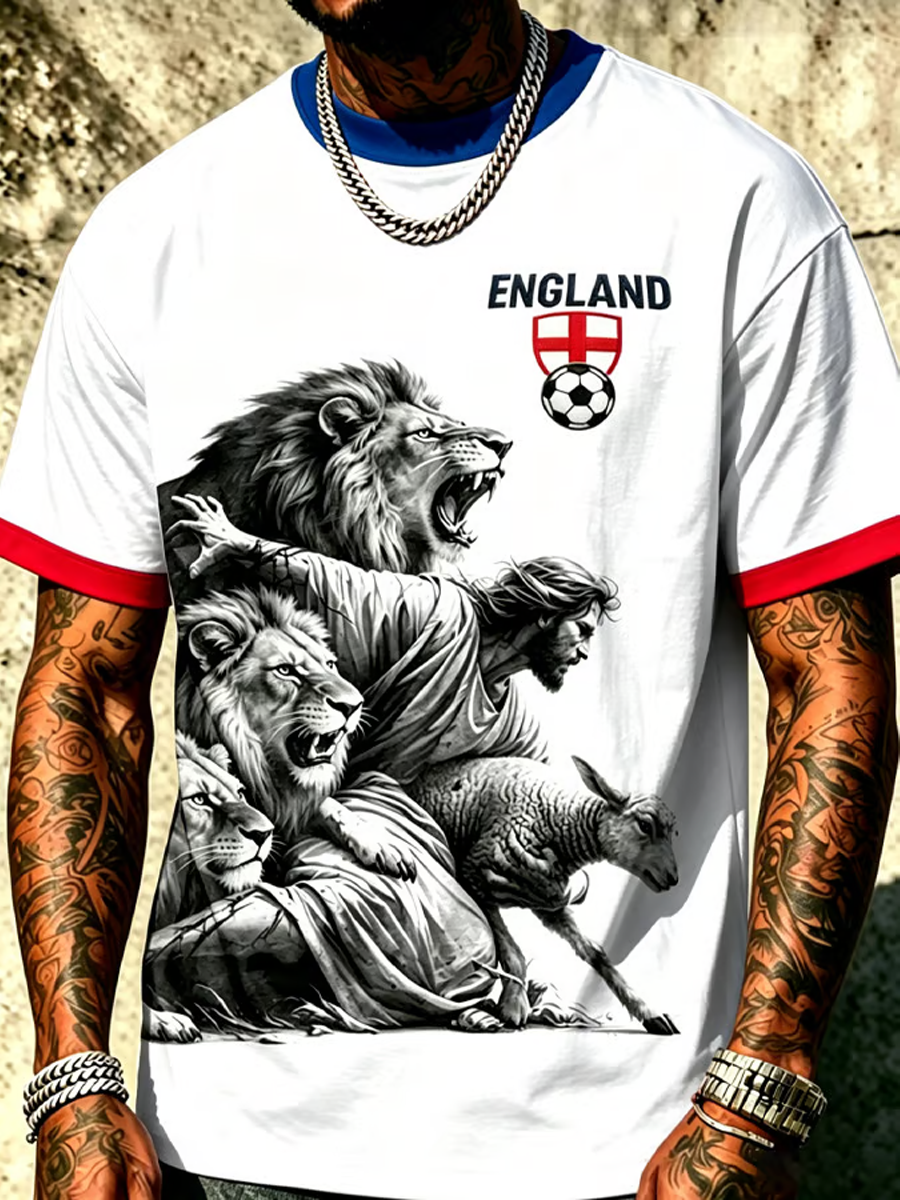 Men's UK Football Lover England Printed short sleeves t-shirt