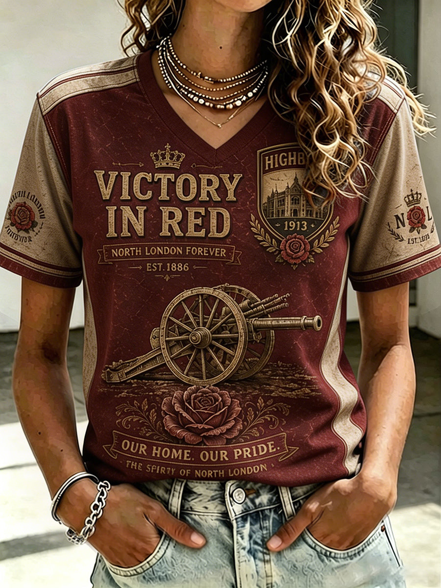 Women's Highbury Proud North London Football Lover Printed T-shirt