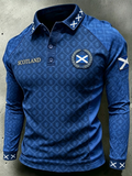 Men's Scotland Printed Three Button Shoulder Plug Long Sleeve
