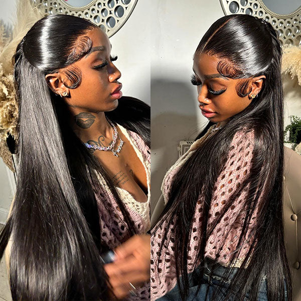M-cap Straight Wear Go Wigs Pre Cut 9x6 HD Lace Bleached Knots Glueless Wigs Human Hair Tiny Knots Pre Plucked Hairline