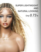 Human Hair Super Boho Color #27/613 Pre Bleached Human Hair Lace Knotless Boho Box Braided Wig Full-dense 100 Strands