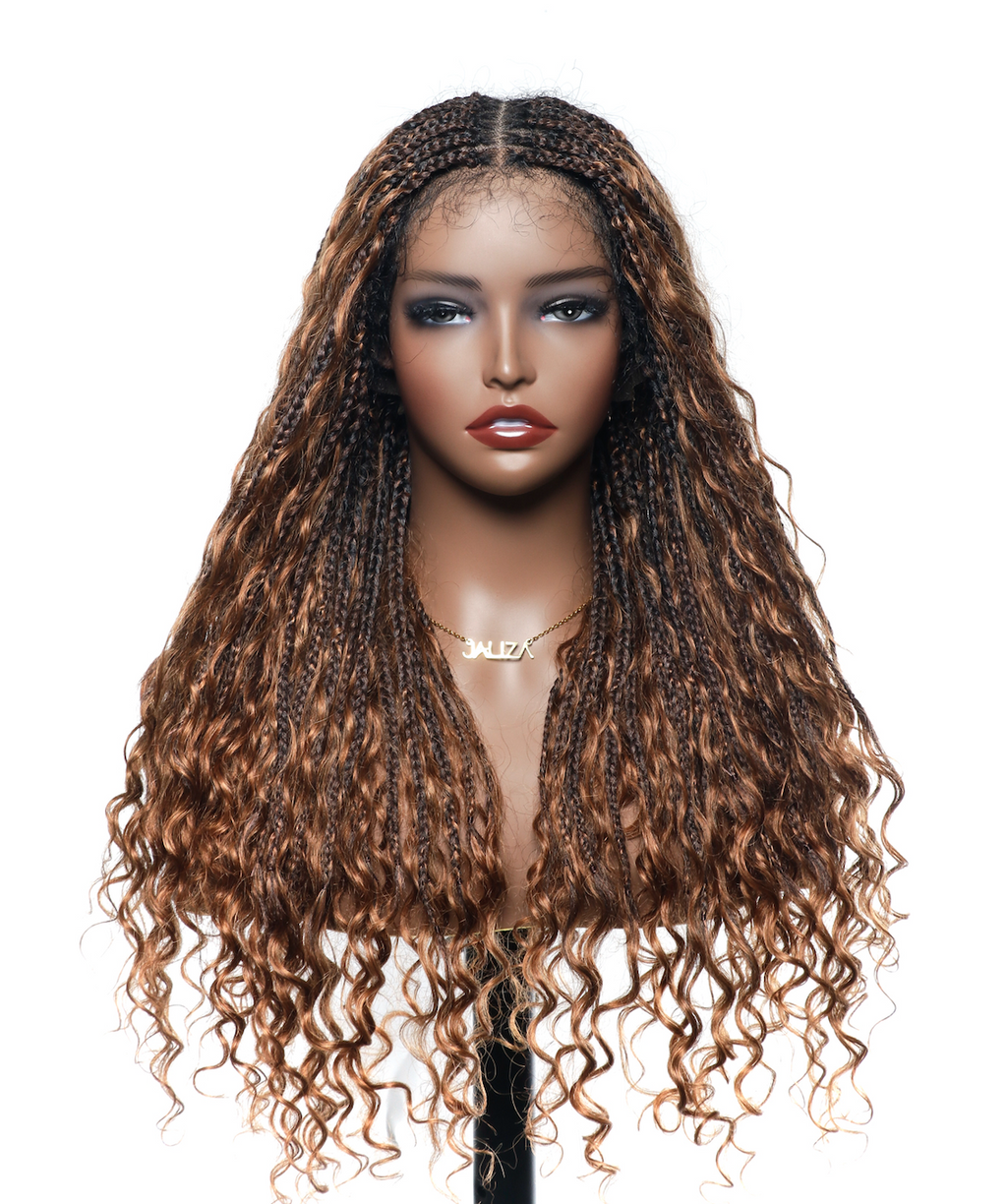 Pre Bleached Human Hair Lace Base 24" HD Full Lace Human Hair Curls Boho Box Braided Wig