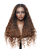 Pre Bleached Human Hair Lace Base 24" HD Full Lace Human Hair Curls Boho Box Braided Wig