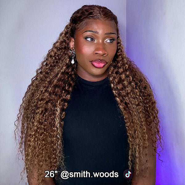 Water Wave 4/27 Highlight Wear Go Glueless Wig Pre-cut 7x5 Lace Wig Preplucked With Natural Hairline