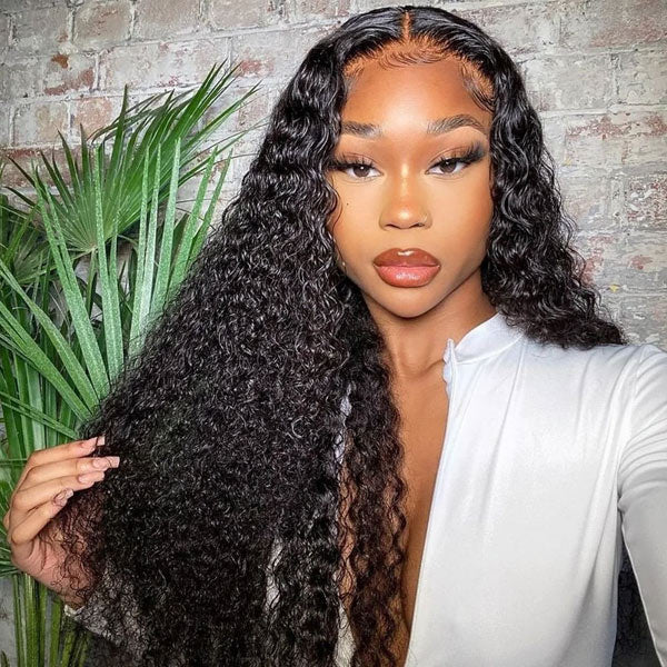 Water Wave Pre-Cut 9x6 T Part Lace Wig Bleached Knots Lace Frontal Wear Go Wig
