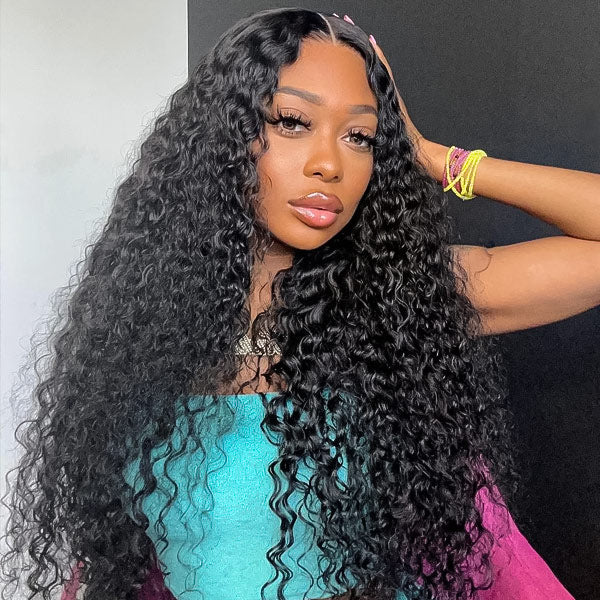 Water Wave Pre-Cut 9x6 T Part Lace Wig Bleached Knots Lace Frontal Wear Go Wig