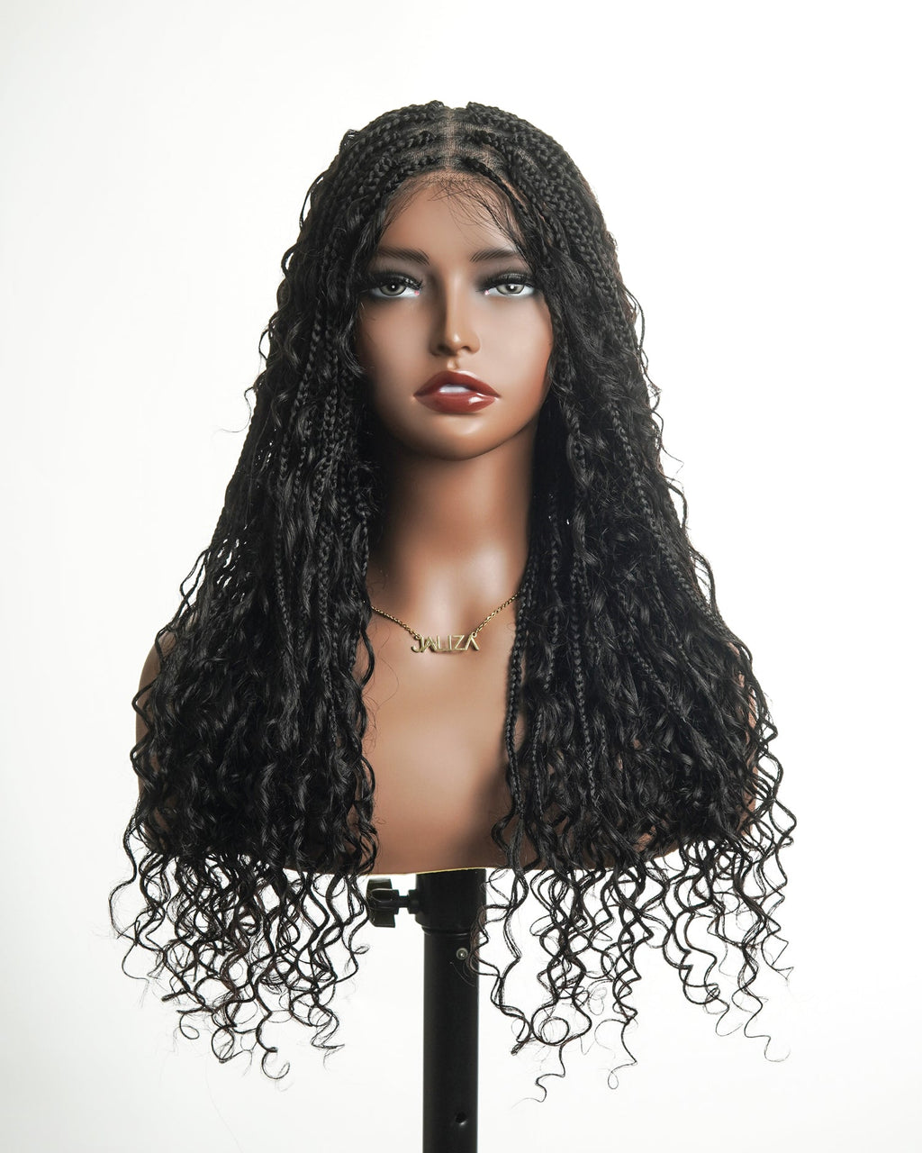 Glueless 16"-24" Pre Cut HD Full Elastic Lace Human Hair Boho Curls Lightweight Ready-To-Go Braided Wig (Lace Not Hand Tied)