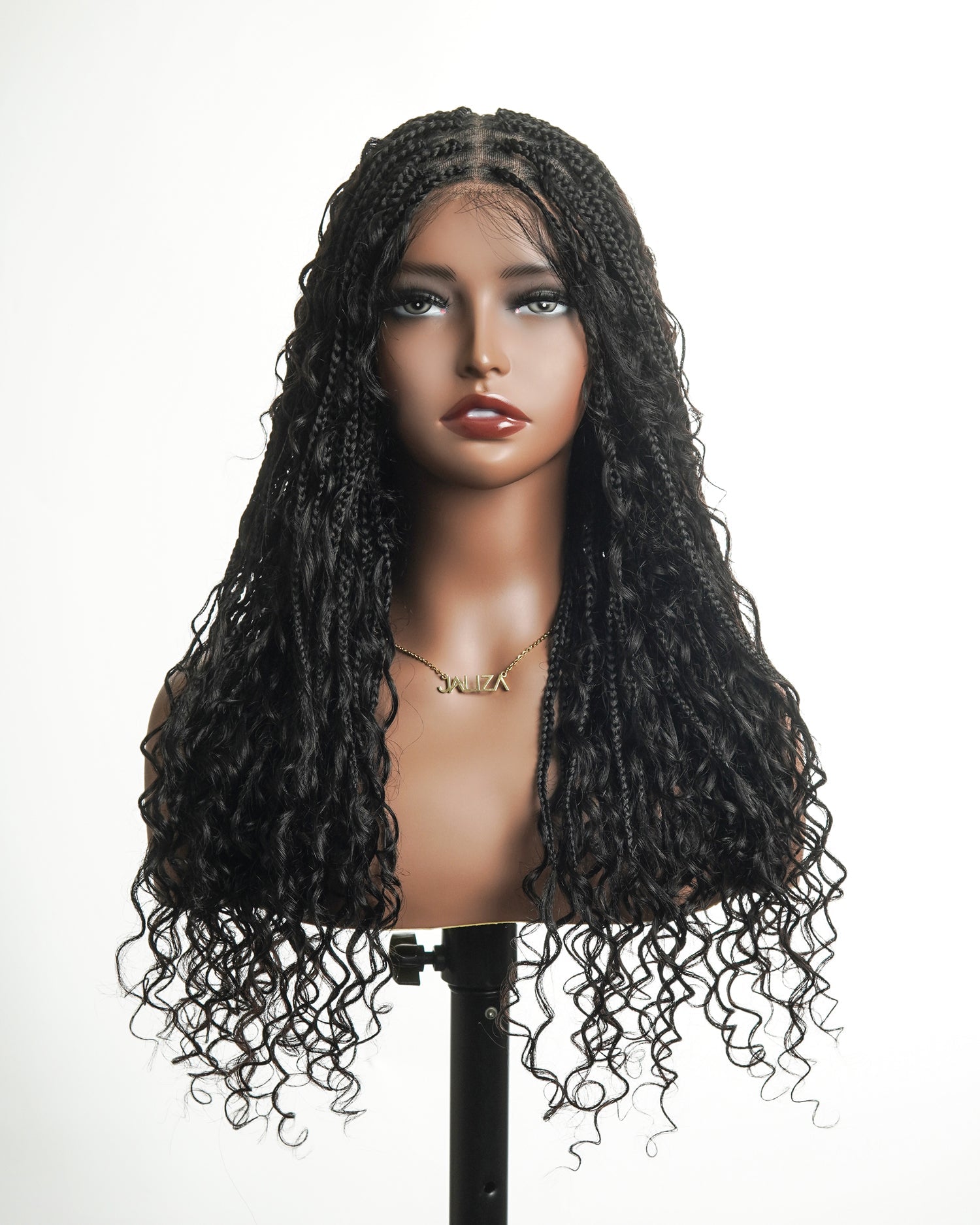 Glueless 16"-24" Pre Cut HD Full Elastic Lace Human Hair Boho Curls Lightweight Ready-To-Go Braided Wig (Lace Not Hand Tied)