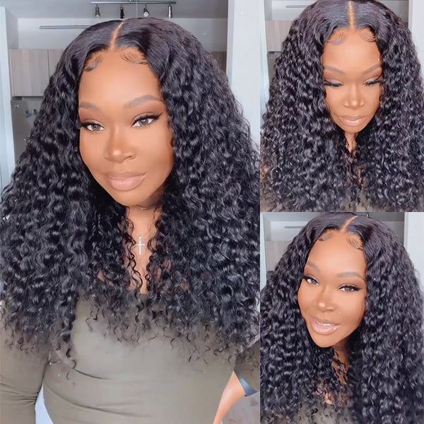 Wet And Wavy | Water Wave 4x4 Closure Lace Glueless Mid Part Long Wig