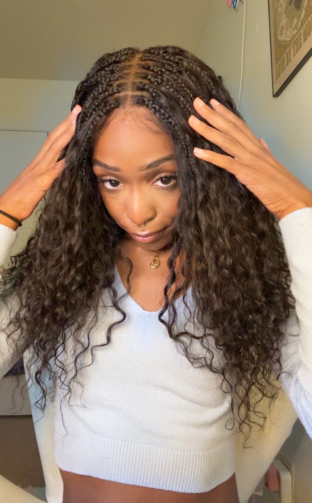 Raina - Bora Bora Human Hair Wet & Wavy Curls Pre Bleached HD Full Lace Boho Braided Wig