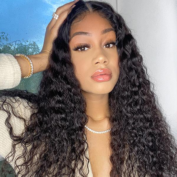 Wet And Wavy | Water Wave 4x4 Closure Lace Glueless Mid Part Long Wig