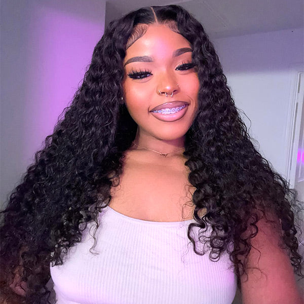 M-Cap Water Wave Pre Cut 9x6 HD Lace Wear Go Glueless Wigs Pre Bleached Tiny Knots Wet And Wavy Lace Front Wigs Human Hair