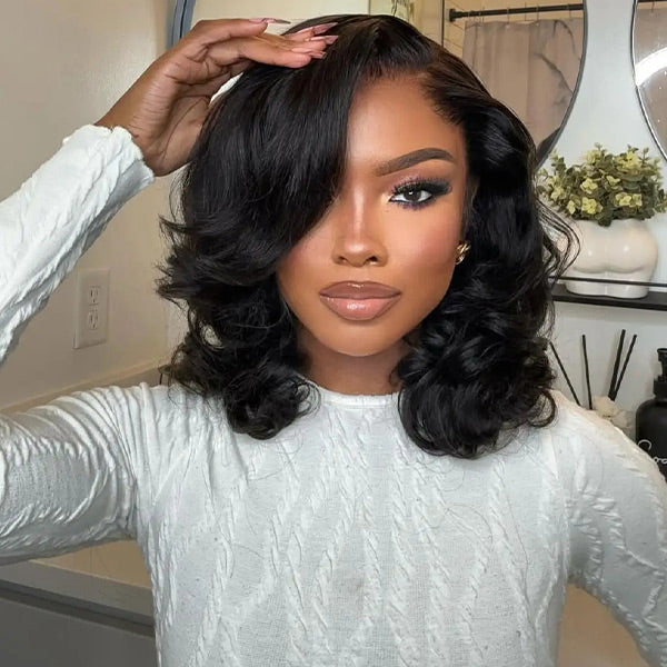 Layered Cut Pre-Styled Wear Go Wigs Pre Cut 13x4 HD Lace Glueless Wig With High Density Bomb Look