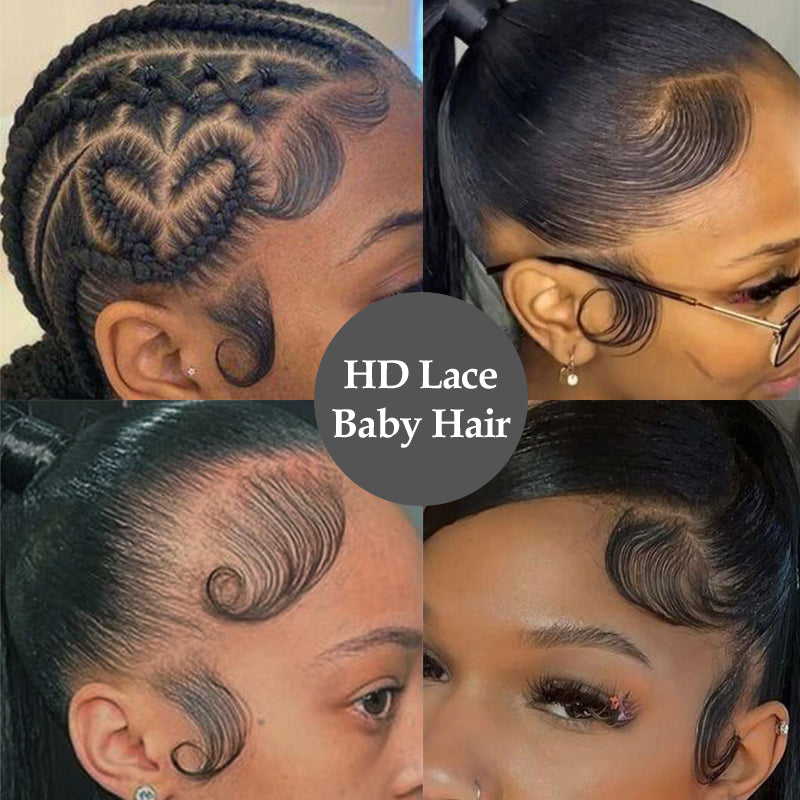 Reusable HD lace Fluff Babyhair Edge Stripes Super Tiny Knots